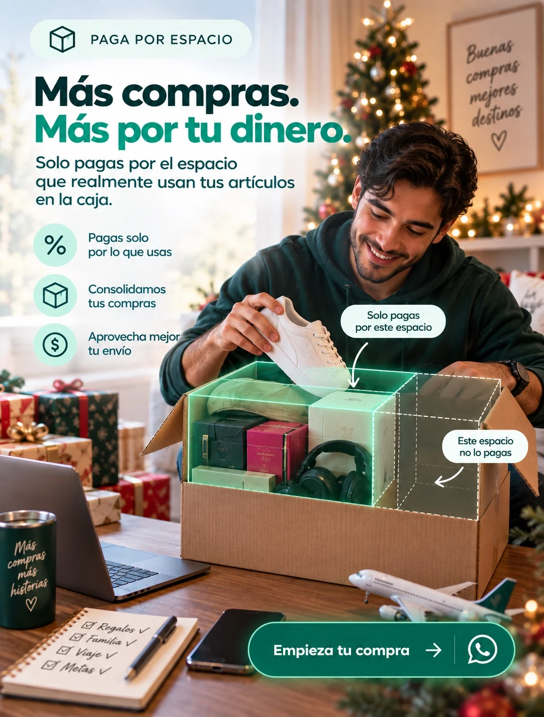 Servicio Paga por Espacio de KE Compras para consolidar compras en USA